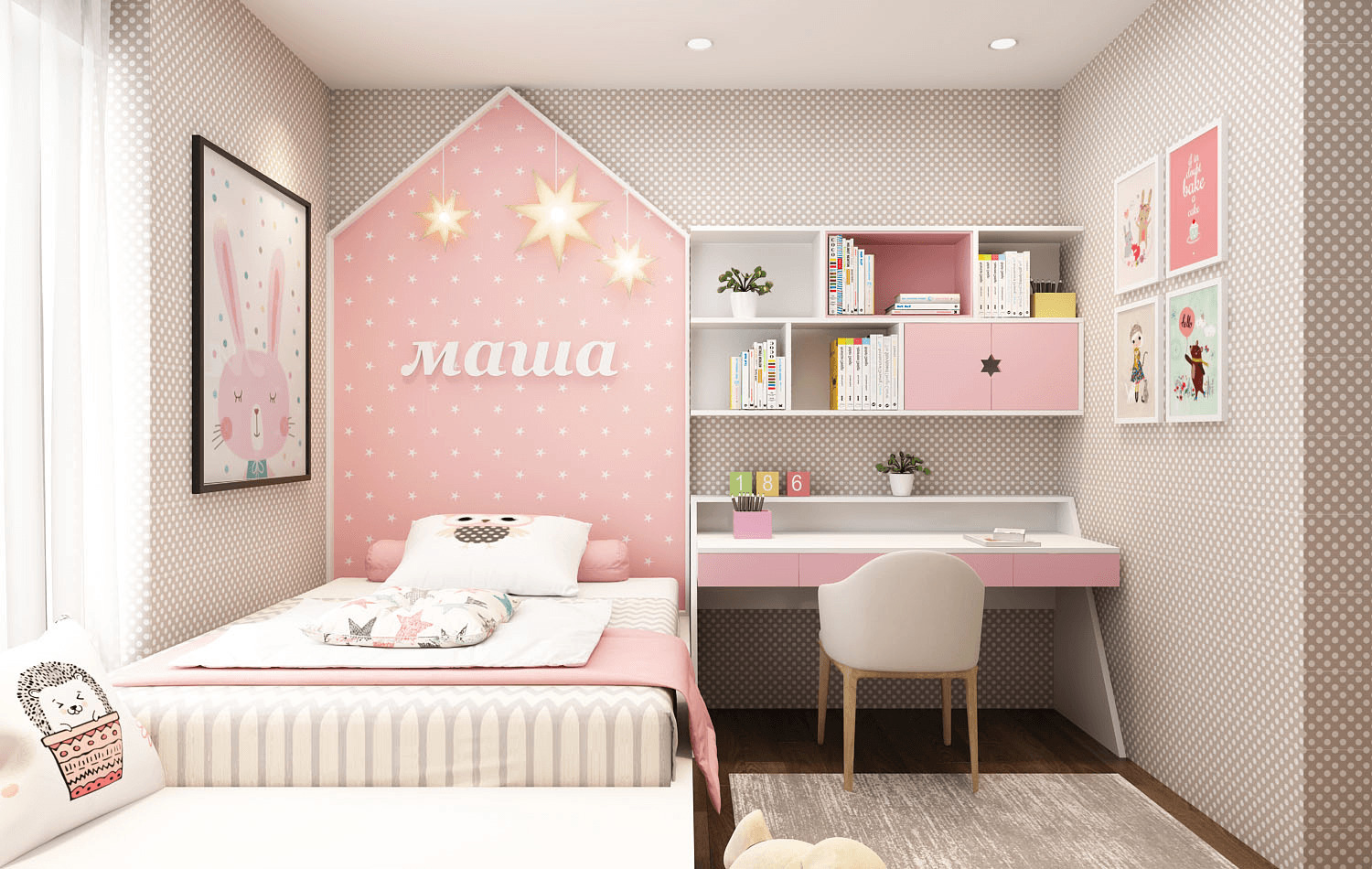 thiết kế nội thất phòng ngủ bé gái